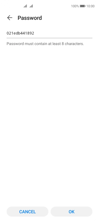 Key in the required Wi-Fi hotspot password and press OK.