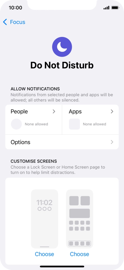 Press People and follow the instructions on the screen to select which contacts you would like to receive calls and notifications from when Do Not Disturb is turned on.