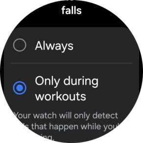 Press the required setting.