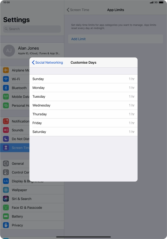 Press the required days.