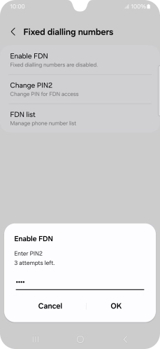 Key in your PIN2 and press OK. The default PIN2 is 0000.