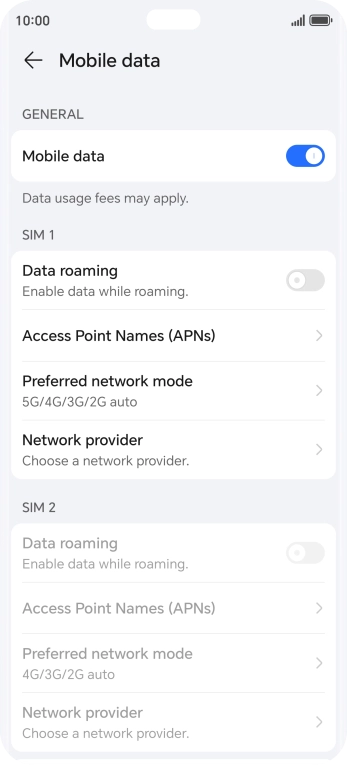 Press Access Point Names (APNs).