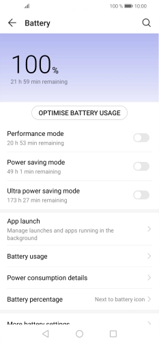 Press the indicator next to the required setting to turn on the function.