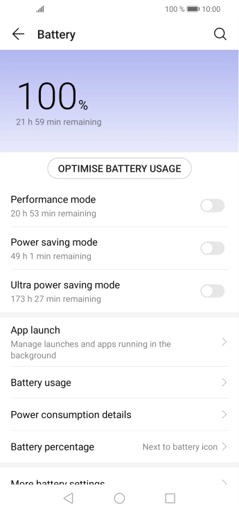 Press the indicator next to the required setting to turn on the function.
