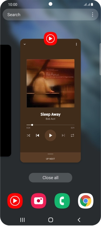 To end one running application, slide your finger upwards on the required application.