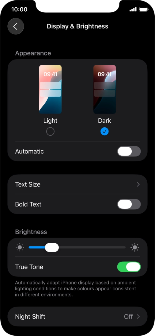 Press the indicator next to 