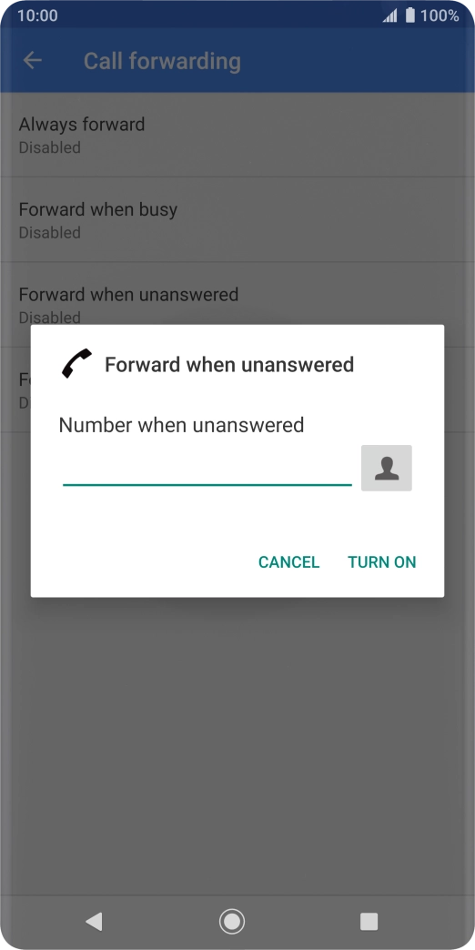 Key in +447953222222 and press TURN ON.