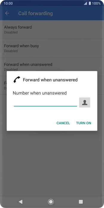 Key in +447953222222 and press TURN ON.