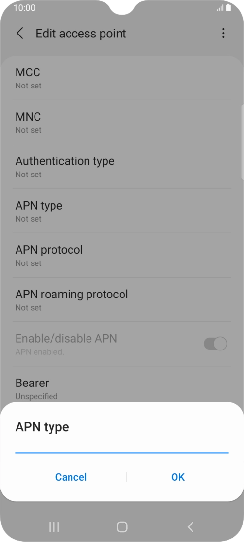 Key in default and press OK.