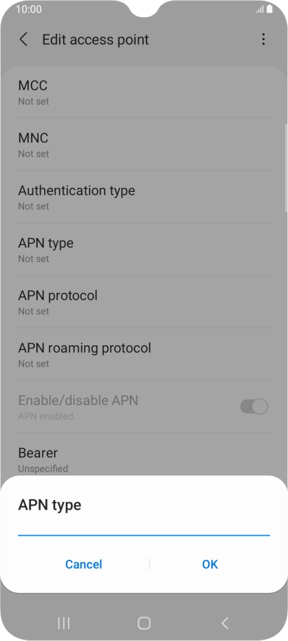 Key in default and press OK.