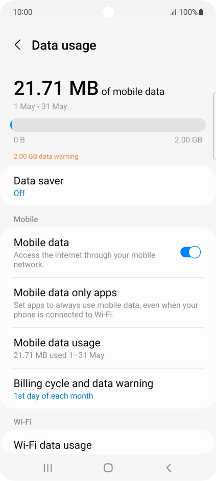 The total data usage is displayed.