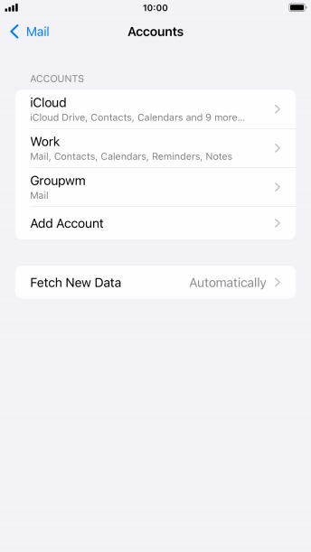 Press the name of the email account you've just set up.