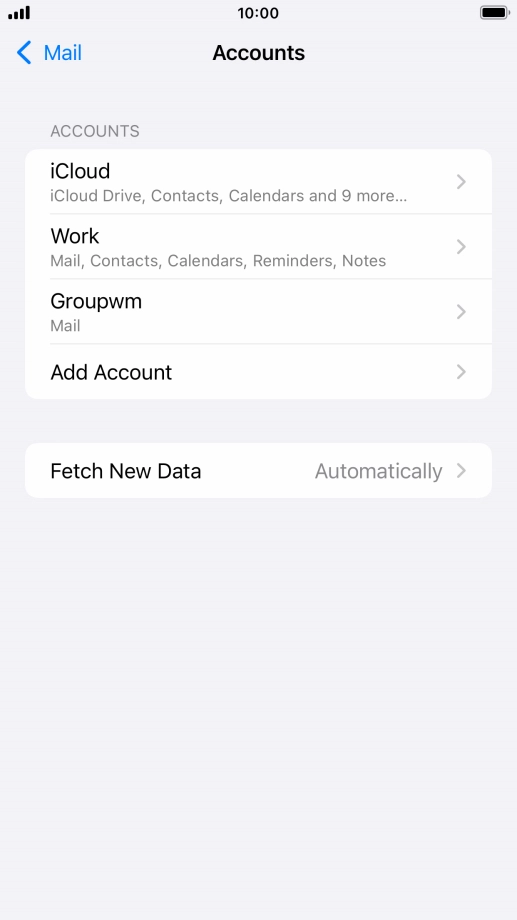 Press the name of the email account you've just set up.