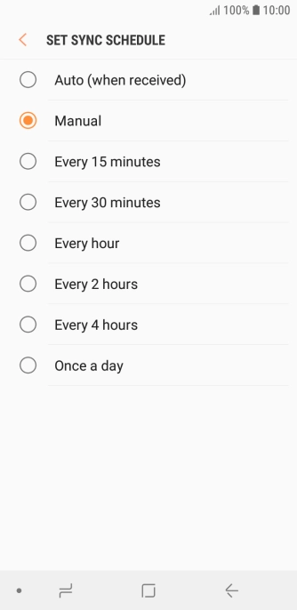 Press the required setting.