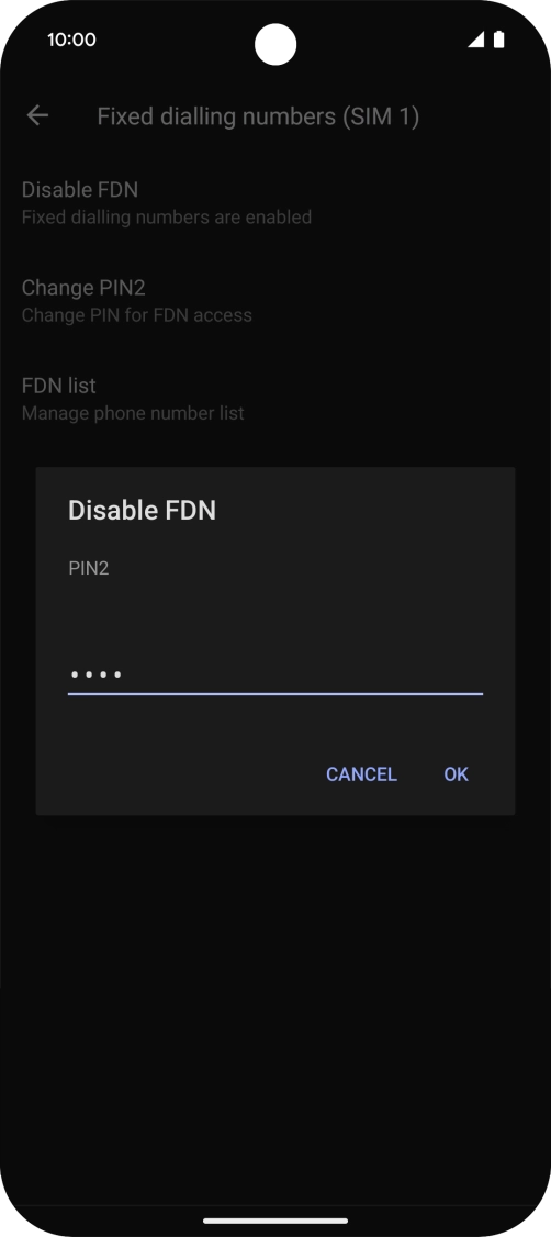 Key in your PIN2 and press OK. The default PIN2 is 0000.
