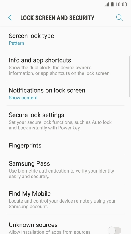 Press Screen lock type and key in the current phone lock code.