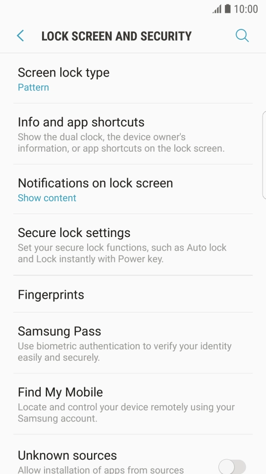 Press Screen lock type and key in the current phone lock code.