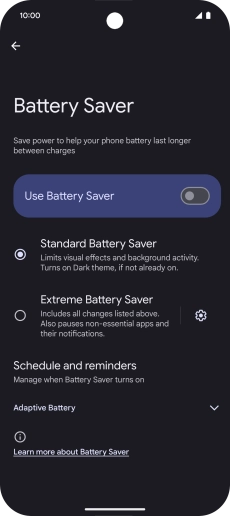 Press the required settings to turn them on or off.