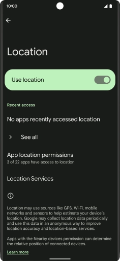 Press App location permissions.