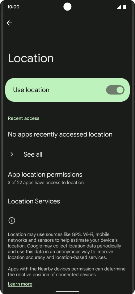Press App location permissions.