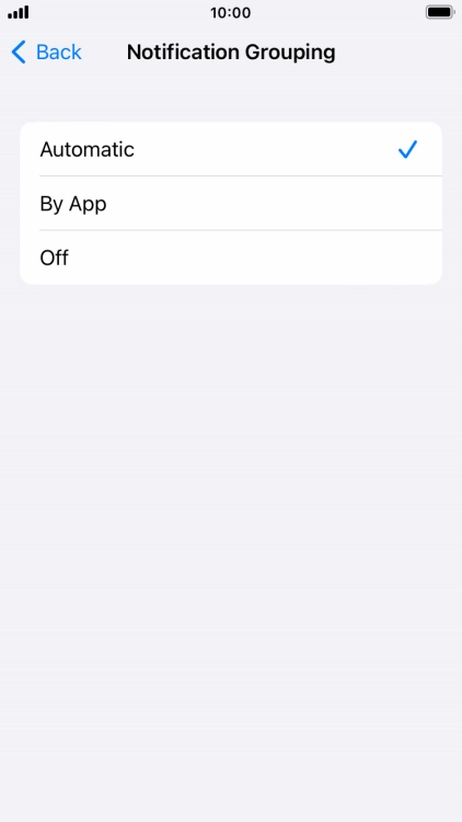 Press the required setting.