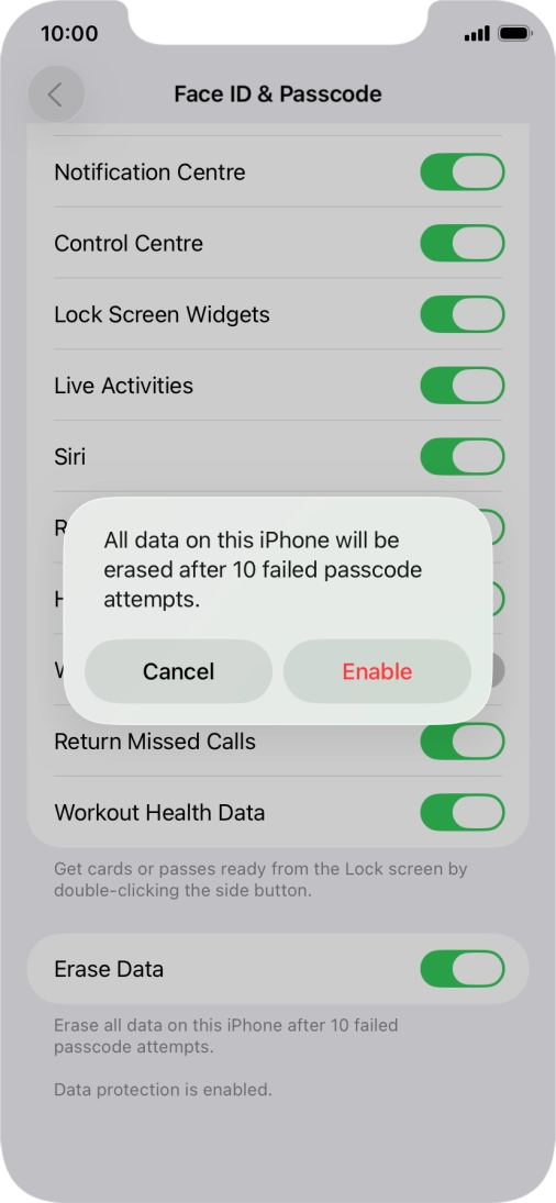 If you turn on the function, press Enable.