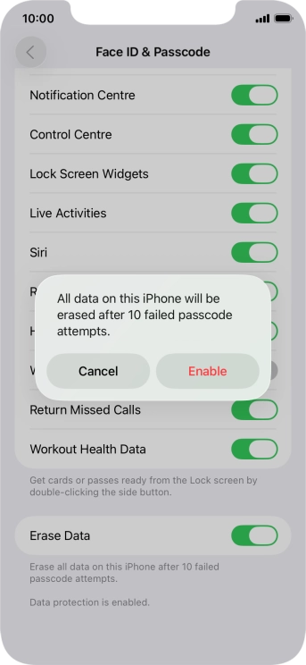 If you turn on the function, press Enable.