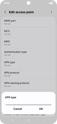 Key in default and press OK.