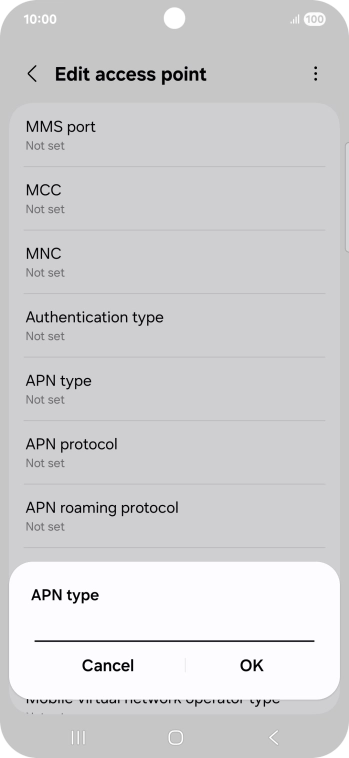 Key in default and press OK.