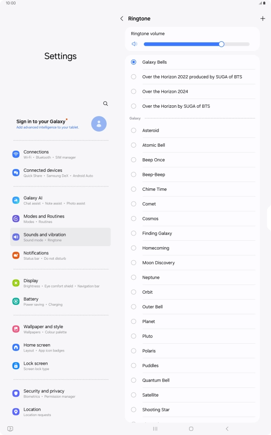 Press the required ring tones to hear them.