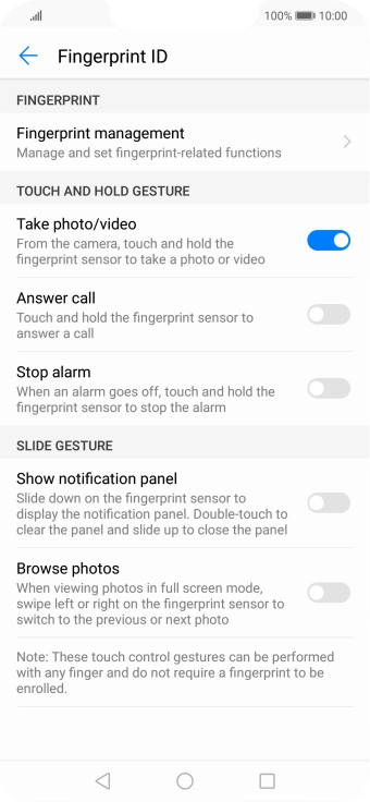 Press Fingerprint management.