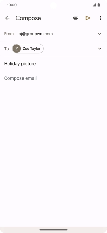 Press the text input field and write the text for your email.