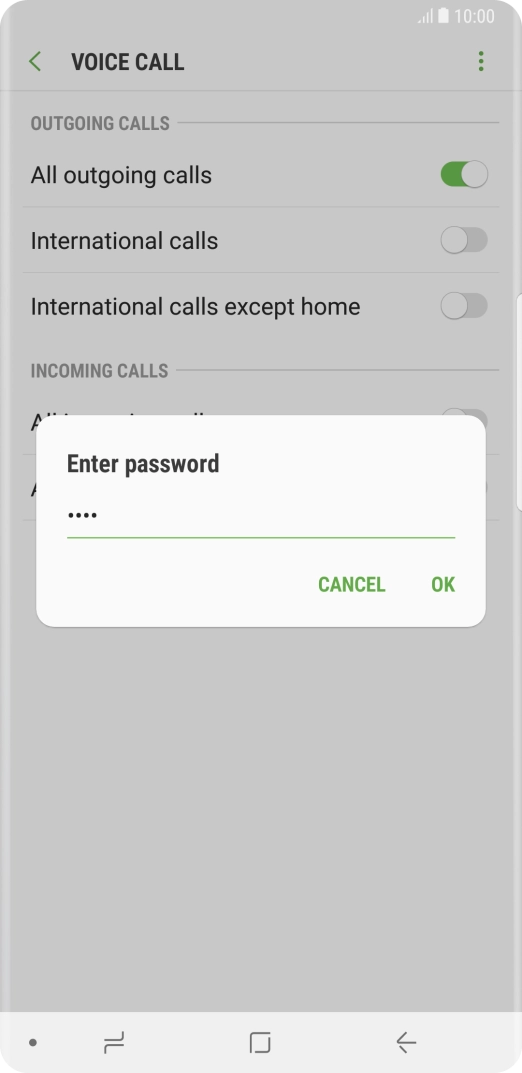 Key in your barring password and press OK.
