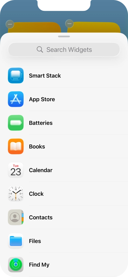 Press the required widget.