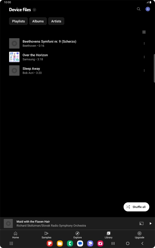 Press the required audio file.