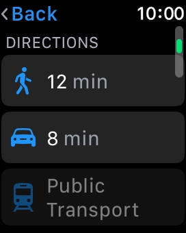 Press the required mode of transportation.