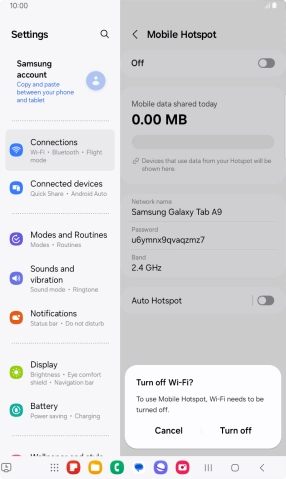 If Wi-Fi is turned on, press Turn off.