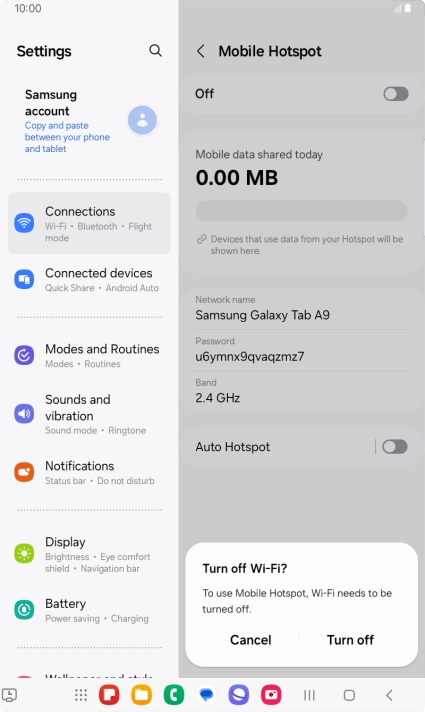 If Wi-Fi is turned on, press Turn off.