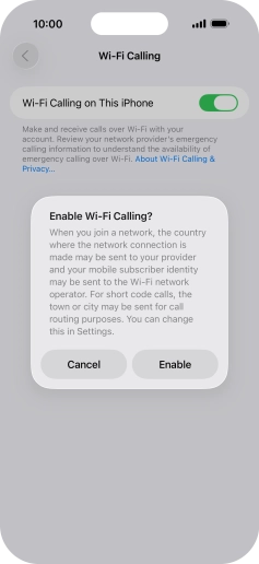If you turn on the function, press Enable.