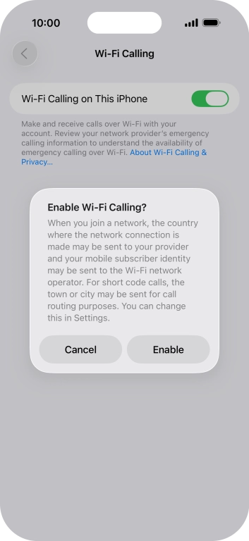 If you turn on the function, press Enable.