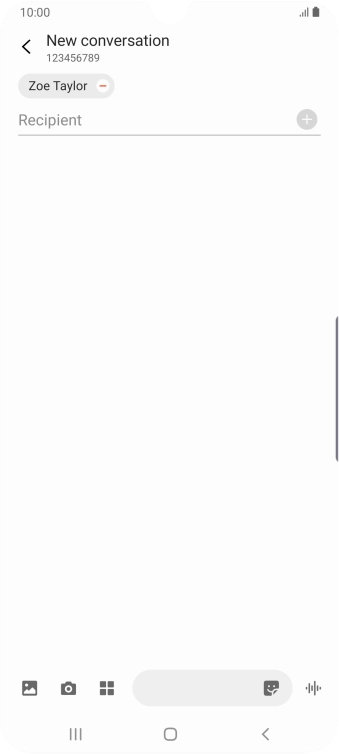 Press the text input field and write the text for your MMS.