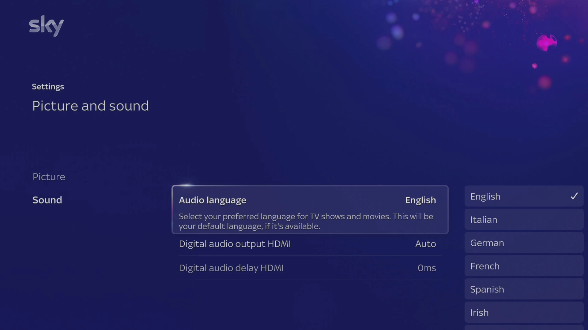 Select the required language.