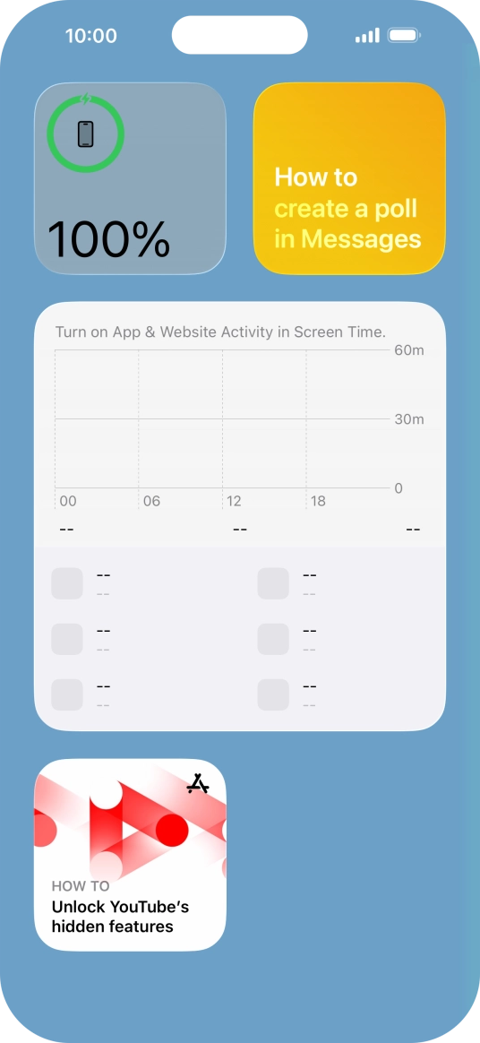 Press and hold the required widget until a pop-up menu is displayed.
