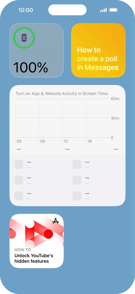 Press and hold the required widget until a pop-up menu is displayed.