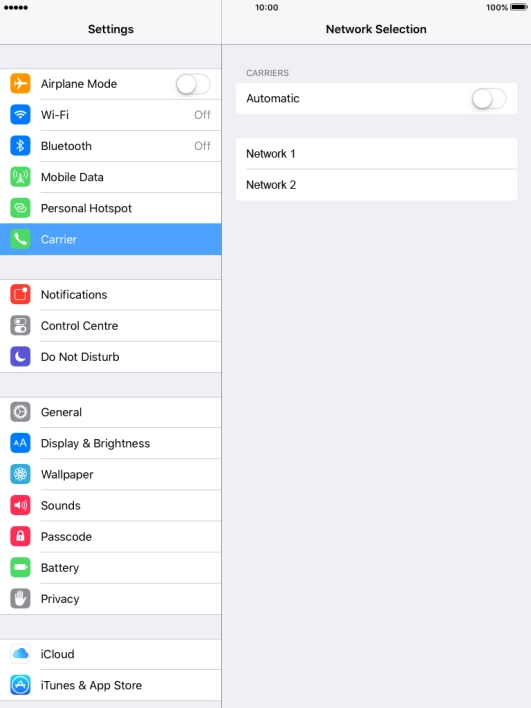 If you turn off the function, press the required network.