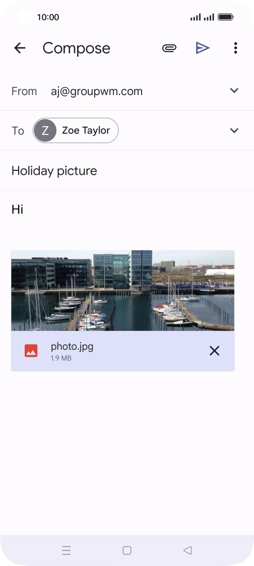 Press the send icon when you've finished your email.