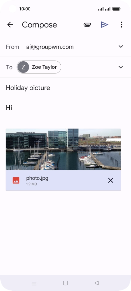 Press the send icon when you've finished your email.