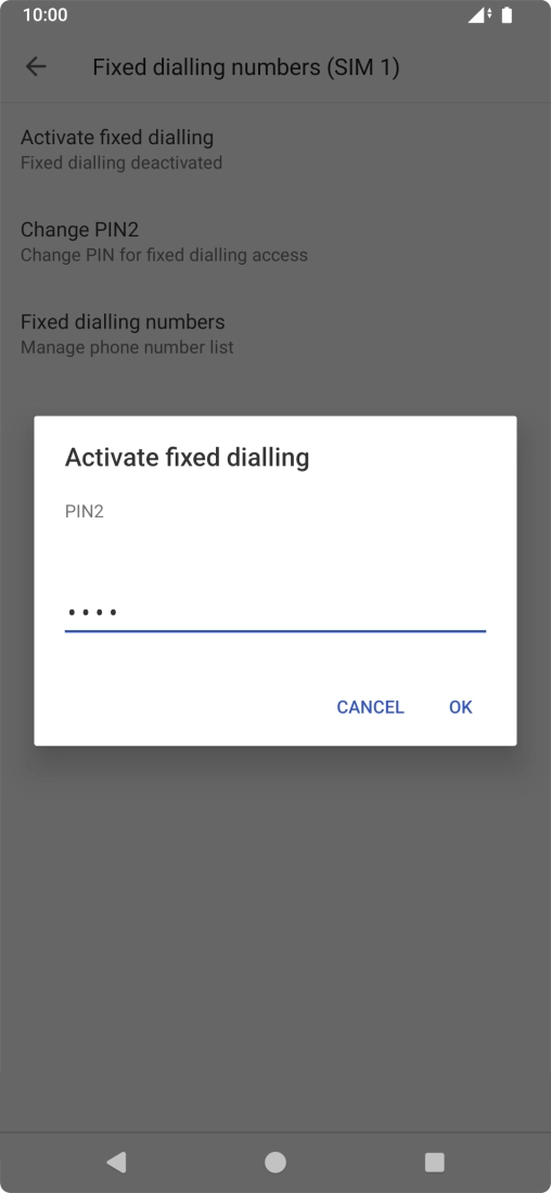 Key in your PIN2 and press OK. The default PIN2 is 0000.