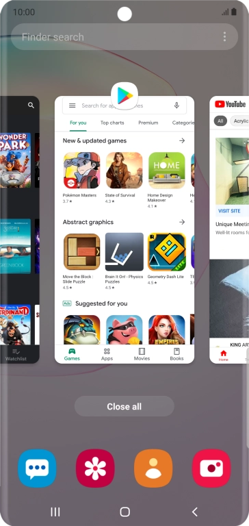 To end one running application, slide your finger upwards on the required application.