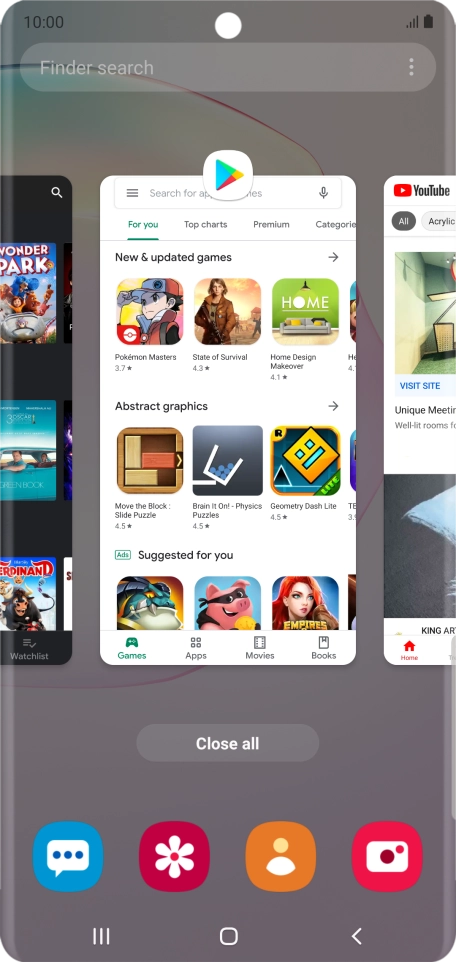 To end one running application, slide your finger upwards on the required application.